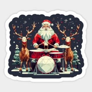 Christmas Santa Magician Drummer Sticker